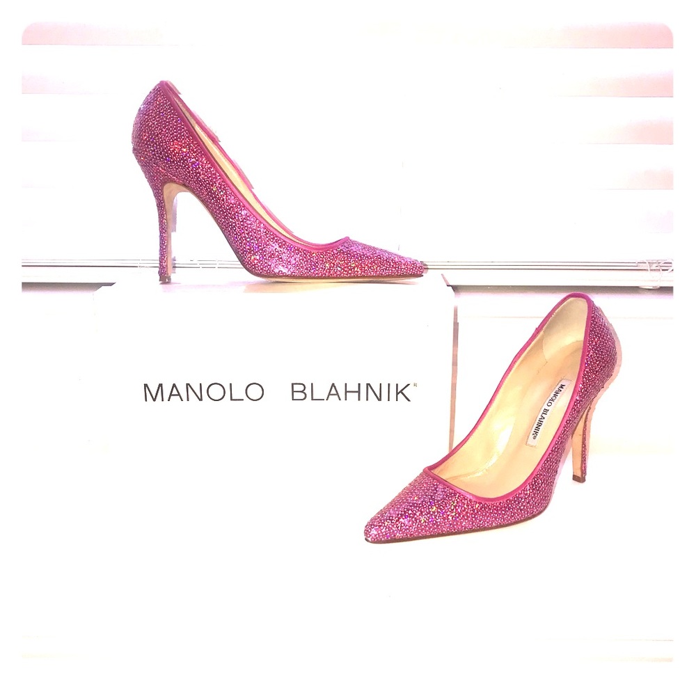 Pink sequins Authentic Manolo Blahnik 38/8 pumps